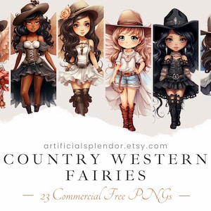 Fairy clipart bundel land westerse kunst digitale Cowgirl engel vlindervleugels Fairy land Fairy meisje draagt cowboyhoed schattige feeën PNG