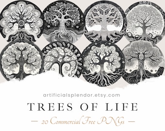 Tree of Life Clipart Bundle • Watercolor PNG Tree of Life • Family Tree • Free Commercial Use • Transparent Background Tree of Life Element