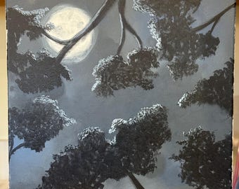 Acrylbild 16x20; Original Kunst; Landschaft; Wohnkultur; Vollmond