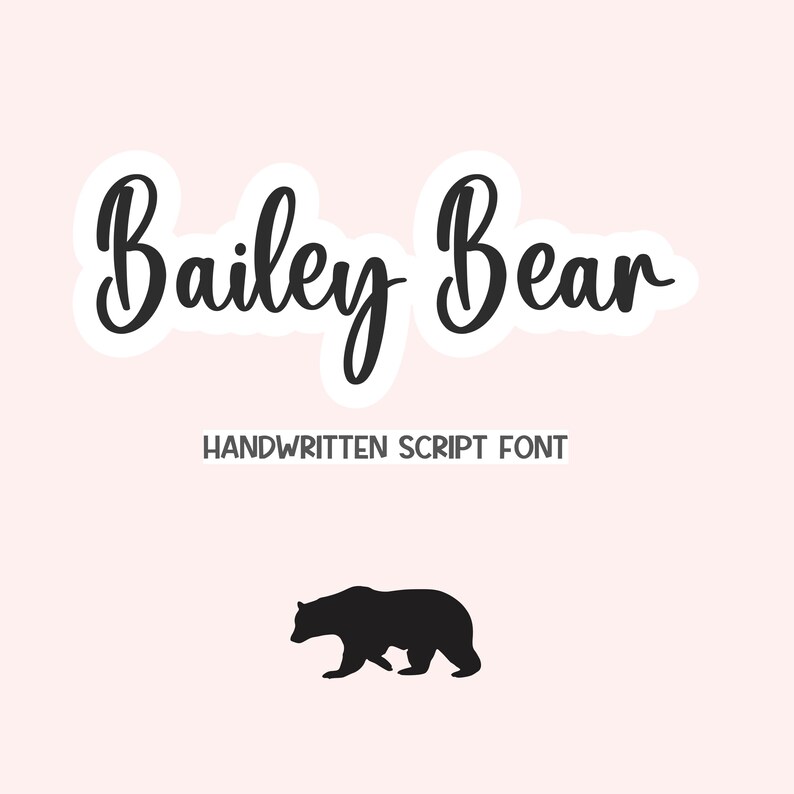 Cursive Bears Script Bailey Bear Font | Handwritten Script for Cricut, Canva (OTF & TTF ...