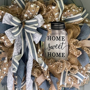 Front Door Wreath, Everyday Wreath, Denim Wreath,Year Round Wreath, Neutral Wreath, Porch Decor,Farmhouse Wreath, Farmhouse decor, Rustic