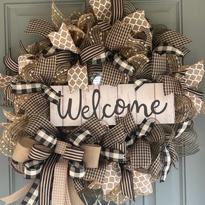 Farmhouse Wreath, Front Door Wreath, Everyday Wreath, Country Wreath, Country Decor, Porch Decor, Neutral Wreath