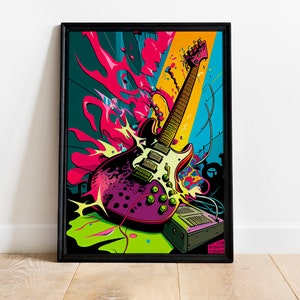 Guitar Player Wall Art, Digital Print Wall Artwork E-Guitar, Poster for Office, Musican Digital Art, Rock Music Print, Gift Idea Home Decor