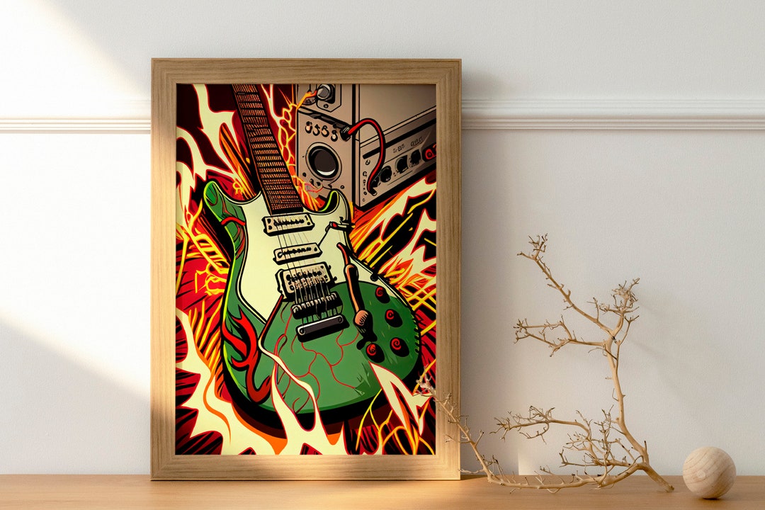 Poster Vintage Guitare Acoustique 1941 – Décor Grotte Homme, Style Rétro Musique, Neuf Sous Tube