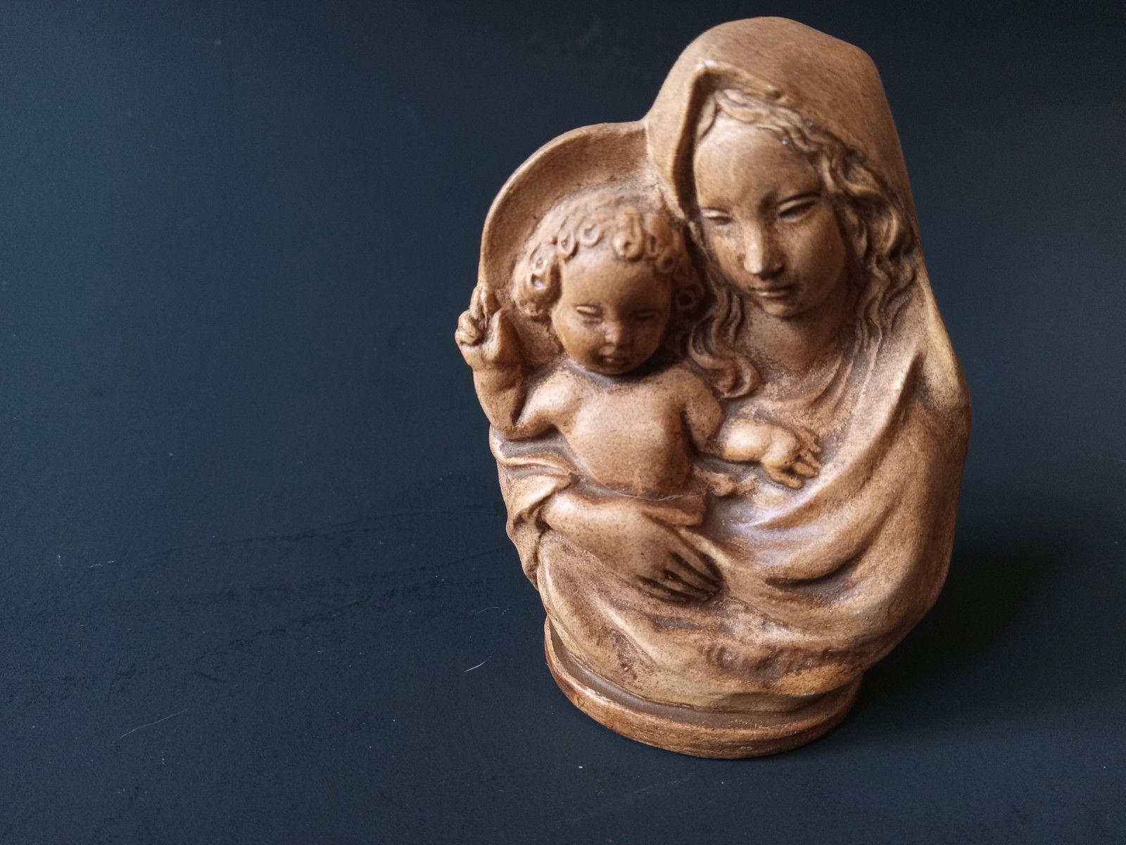 Pyrographics Figure 19th Century Madonna & Child Virgin Mary Miniature Pyrography Figure ...