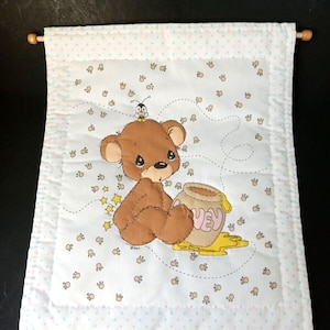 VTG Precious Moments Honey Handmade Nursery Quilted Decorative Wall Hanging