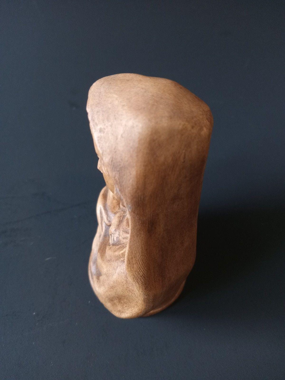 Pyrographics Figure 19th Century Madonna & Child Virgin Mary Miniature Pyrography Figure ...