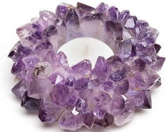 Beautiful Rounded Amethyst Points Flower Candle Holder