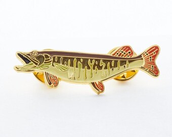 Hecht, Emaille Pin, Angler Geschenk, Angeln Geschenke für Männer, Fisch Pin