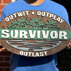 Large Survivor Island Sign - Outwit Outplay Outlast - Home Decor Gift for Fans