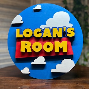 Handcrafted Customizable Toy Story Sign for Kid&#39;s Room | Perfect Disney Pixar Movie Fan Gift | Toy Story Nursery and Bedroom Decor