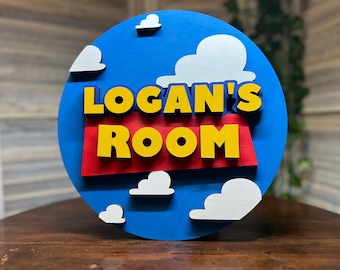 Handcrafted Toy Story Room Sign: Customizable Nursery Decor
