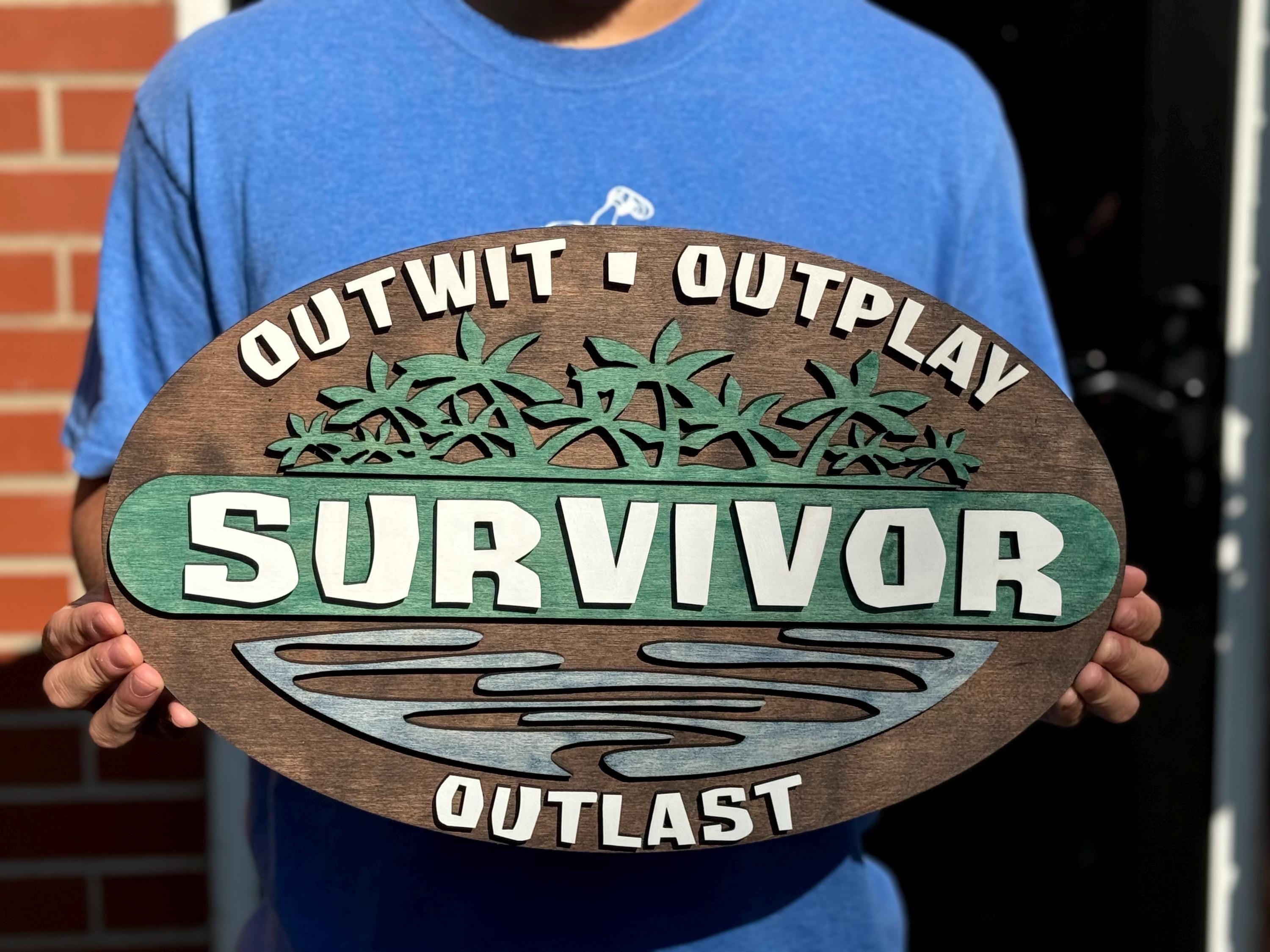 Outwit Large Survivor Island Sign - Outwit Outplay Outlast - Home Decor Gift ...