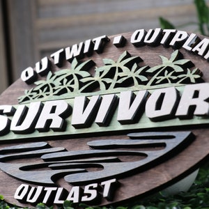 Customizable SURVIVOR Island Sign, Outwit Outplay Outlast Home Decor Wall Art Gift box for Survivor Superfans of the Show