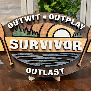 SURVIVOR Sunset Home Decor, Outwit Outplay Outlast Sign Wall Art Gift box for Survivor Superfans of the Show
