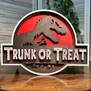 Custom Jurassic Park Inspired Laser-Cut Wood Sign