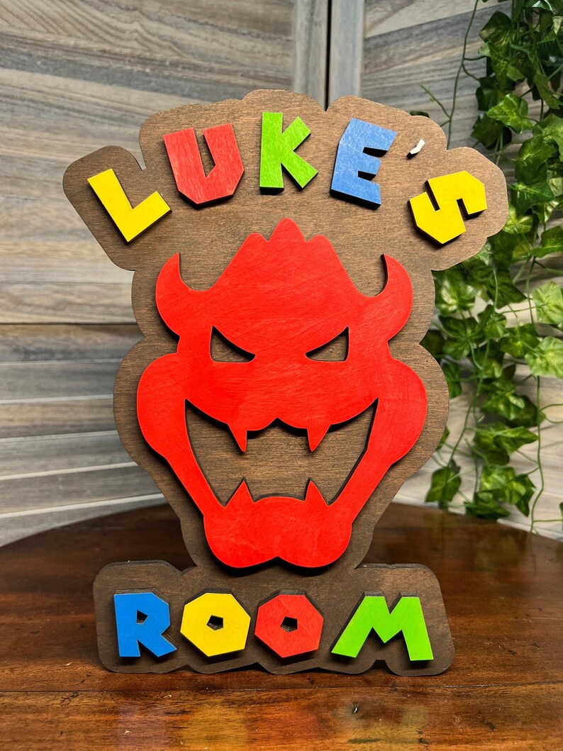 Handcrafted Bowser Name Sign: Mario Inspired Kids Room Decor - Etsy