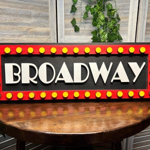 Broadway Marquee Sign - 18.5" Handmade Birch Wood Wall Décor for Theater Lovers