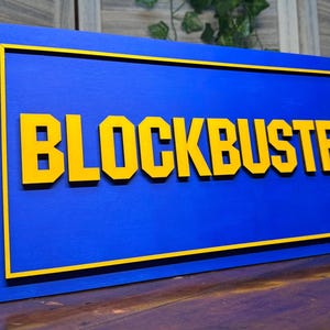 Wooden Blockbuster Sign | 3D Handcrafted Movie Room Wall Decor | Retro Video Store Nostalgia | Custom Laser Cut Pop Culture Sign