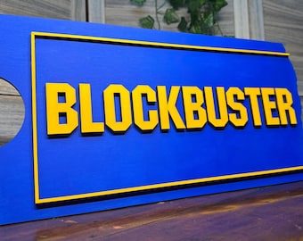 3D Wooden Blockbuster Sign | Retro Movie Room Decor