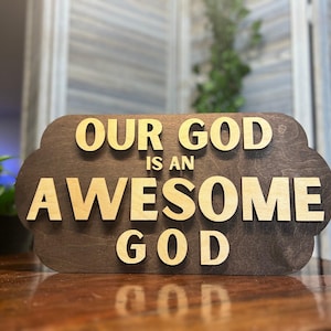 Señal de Dios Espiritual Nuestro Dios es un Dios Impresionante Señal de Madera Decoración del Hogar Basada en la Fe Decoración Espiritual Rústica Regalo Cristiano Perfecto