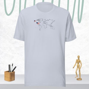Amerikanische Flagge Karte unisex Tee, amerikanische Karte auf Tee, USA Karte, Weltkarte, 4. Juli Tee, Unabhängigkeitstag, vierter Juli patriotischer Tee
