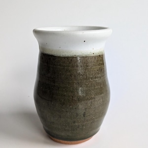 Studio Pottery Rustic Forest Green Vase Signed