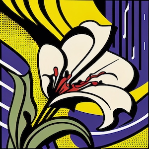 Lily Flower Pop Art Digital Print - Lichtenstein Style