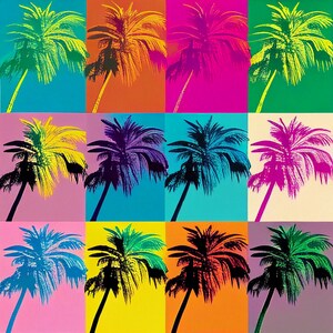 Pop Art Palm Tree - Digital Art Print in the Style of Andy Warhol