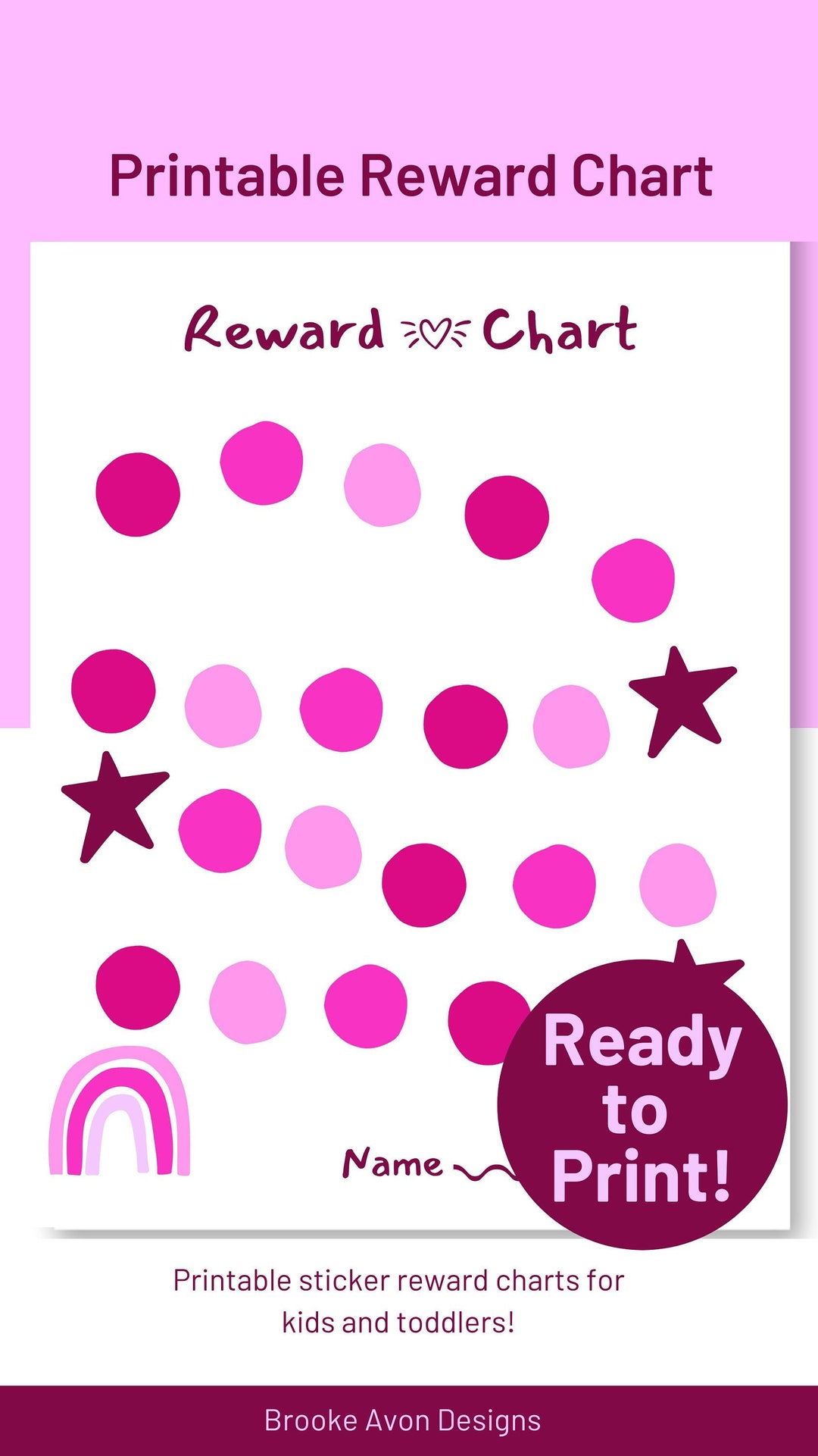 Printable Reward Chart Pink - Etsy