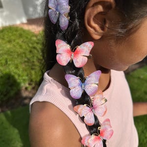 Exquisite Realistic Iridescent Butterfly Hair Clips. Halloween, Christmas, Stocking Stuffer, Flower Girl, Wedding, Fall Pictures, Summer