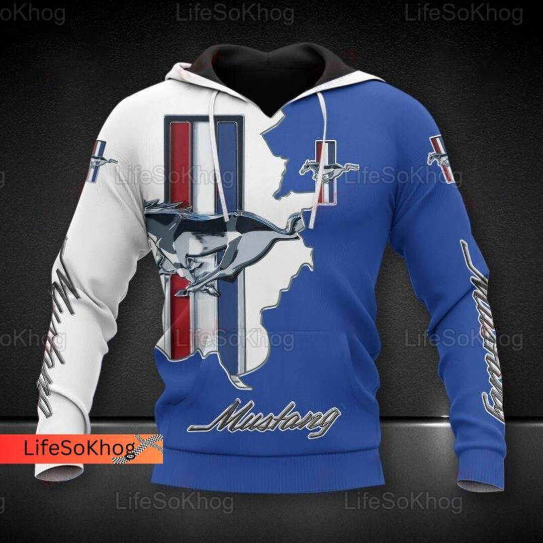 Ford Mustang Hoodie 2024 Ltd Edition 60-jarig jubileum herentrui met capuchon, rood, L