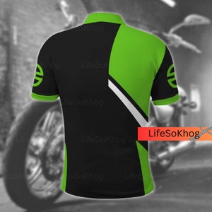 Kawasaki Polo Shirt, Motorcycle Shirt, Biker Shirt, Customized Polo Shirt, Polo Shirt For Men, Gift For Him, Kawasaki Motorcycle Shirt image 2