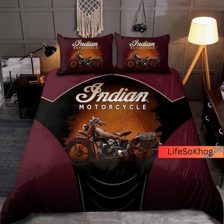 Indian Motorcycle Duvet Cover Motorcycle Bedding Motorcycle Etsy