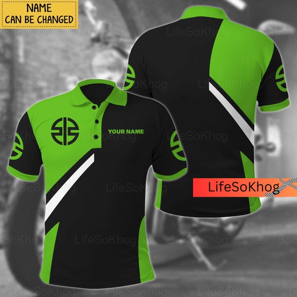 Kawasaki Polo Shirt, Motorcycle Shirt, Biker Shirt, Customized Polo Shirt, Polo Shirt For Men, Gift For Him, Kawasaki Motorcycle Shirt