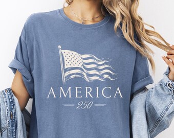 Retro USA Flag Shirt, America Celebration Tee, Patriotic Vintage Style Shirt, Freedom Graphic Unisex Comfort Color Shirt