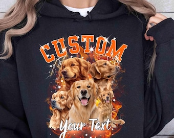 Personalized Bootleg Pet Hoodie, Custom Animal Hoodie, Custom Your Photo Vintage 90s Hoodie, Bootleg Rap Dog Hoodie, Custom Design Hoodie