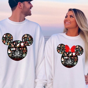 Christmas Couple Sweatshirt, Disney Christmas Sweatshirt, Minnie Christmas Sweatshirt, Mickey Xmas Sweat,Disney Christmas Couple,Xmas Disney