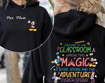 Custom Disney Teacher Hoodie, Personalization Name Teacher Gift, Cute Teacher Hoodie, Mickey Teacher Hoodie, Kindergarten Teacher Hoodie