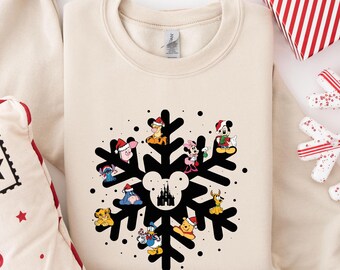 Disney Snowflake Christmas Sweatshirt, Disneyland Xmas Sweatshirt, Magic Kingdom Holiday Sweatshirt, Mickey Snowflake, Disney Christmas Trip