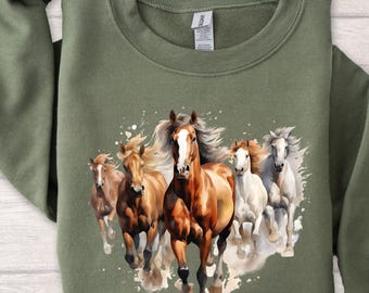 Western Horses Sweatshirt, Horse Lovers Gift, Women Western Sweater, Cowgirl Sweatshirt, Rodeo Sweatshirt, Trendy Western Gift