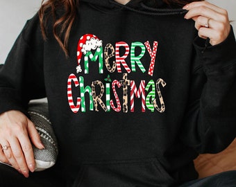 Merry Christmas Hoodie, Happy Christmas Hoodie, Cute Winter Hoodie, Christmas Hoodie for Women, Funny Christmas Hoodies, Holiday Hoodie
