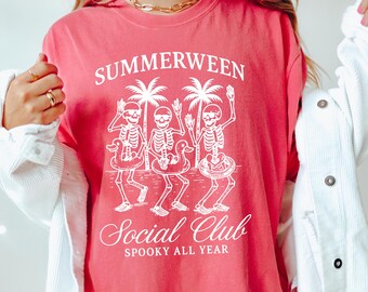 Comfort Colors Summerween Shirt, Halloween Summer Shirt, Skeleton Summer Shirt, Spooky Season Graphic Tee, Social Club Shirt, Halloween Gift