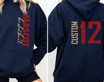 Custom Basketball Hoodie, Mascot Basketball Hoodie,Personalized Basketball Hoodie,Game Day Basketball Hoodie,Custom Basketball Number Hoodie