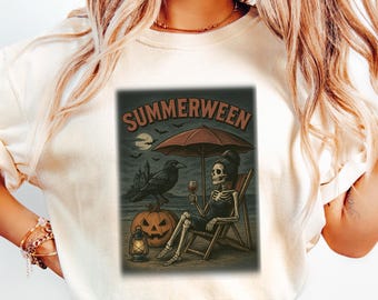Comfort Colors Summerween Shirt, Horror Night Shirt, Spooky Summer Tee, Summer Skeleton Shirt, Spooky Season Shirt, Girl Halloween Shirt