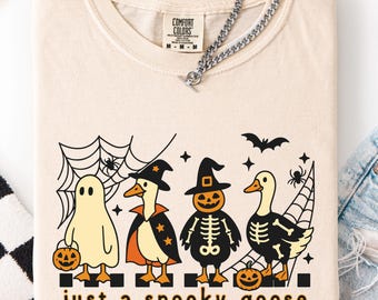 Comfort Colors Halloween Silly Goose Shirt, Just a Spooky Goose Shirt, Vintage Halloween Shirt, Spooky Season Tshirt, Spooky Goosey Shirt