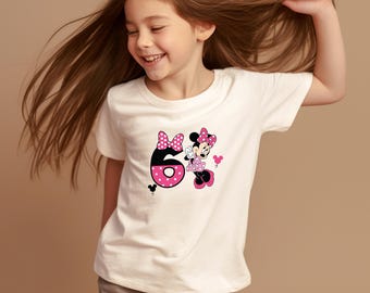 Minnie Mouse Girl Birthday Shirt, Minnie First Birthday Tee, Girl Minnie Shirt Birthday Gift, Toddler Youth Birthday Girl Shirt with Minnie