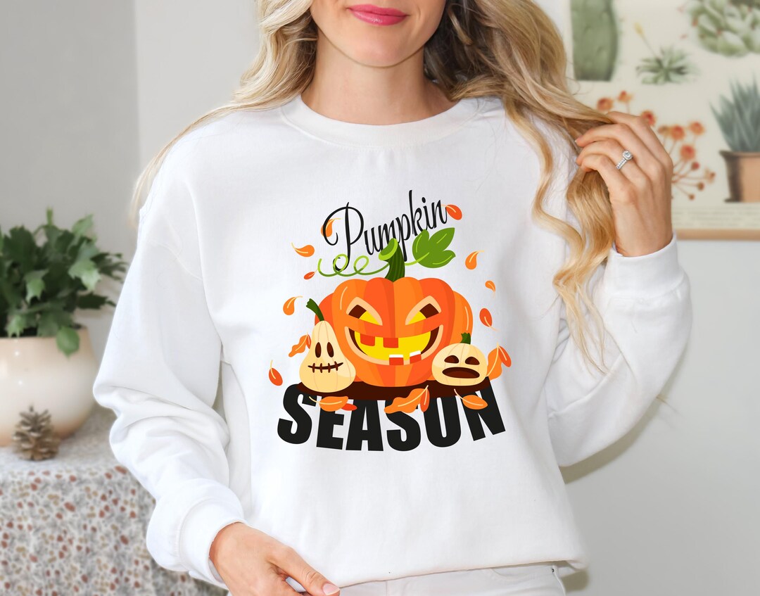 Halloween Colorful Pumpkin Embroidered Loose Casual Sweatshirt