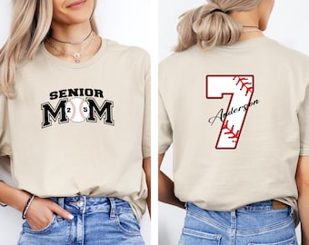 Custom Senior Mom Baseball Shirt, Personalızed Senior Baseball Shirt,Personalized Baseball Gift for Mom, Baseball Lover Gift,Baseball Player