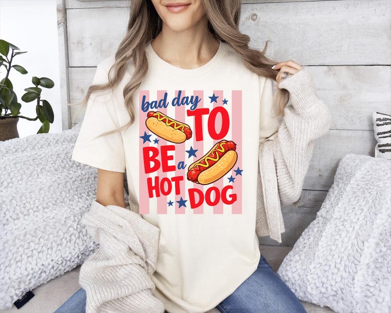 Funny Hot Dog Shirt, Summer BBQ Graphic Tee, Patriotic Picnic Shirt